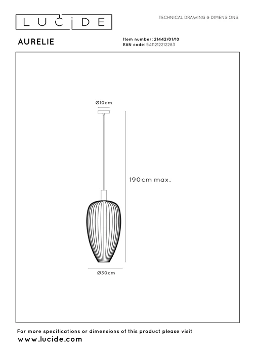Lucide AURELIE - Pendelleuchten - Ø 30 cm - 1xGU10 (MR11) - Gold | Vibes - technisch